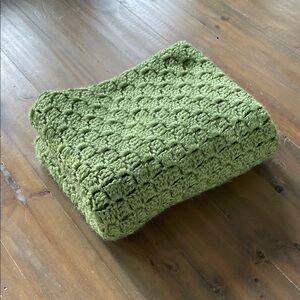 Handmade Crocheted Green Gender Neutral Baby Blanket
